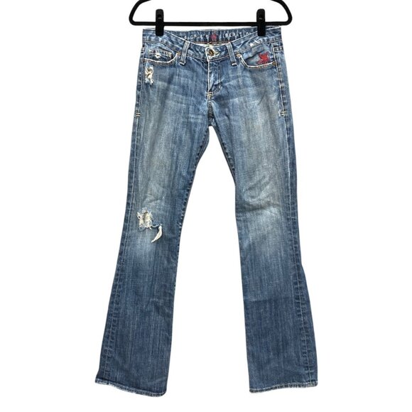 People's Liberation Flare Jeans, Size 27 (Measures 31 in), Distressed 7-Pockets - Picture 1 of 16